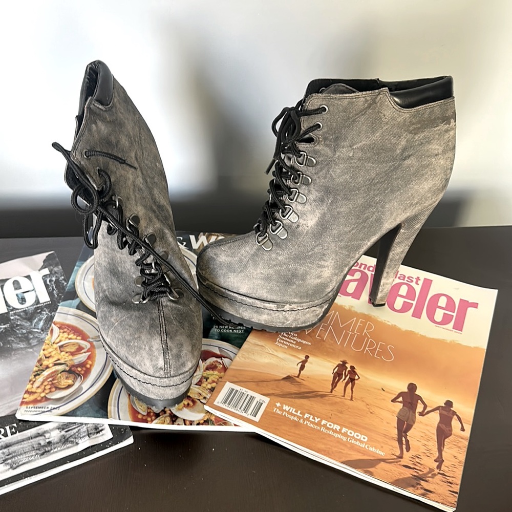 Denim and Vegan Leather Women’s Bootie